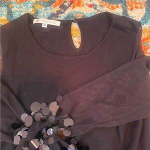 Heidi Weisel Black Sequin Embellished Blouse